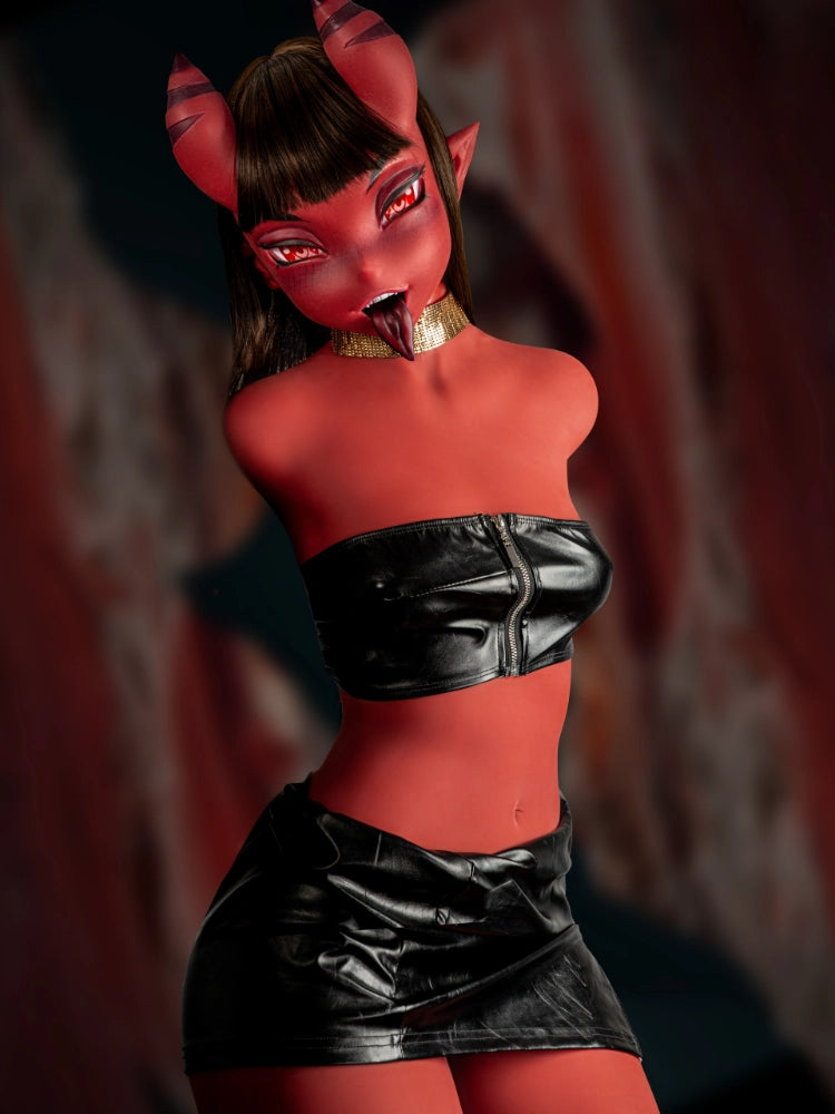 T693 - 64.6 lbs Meru Anime Alien Sex Doll Torso with Flat Chest [IN Stock US/EU] | Silicone Head Red Skin Torso Pro