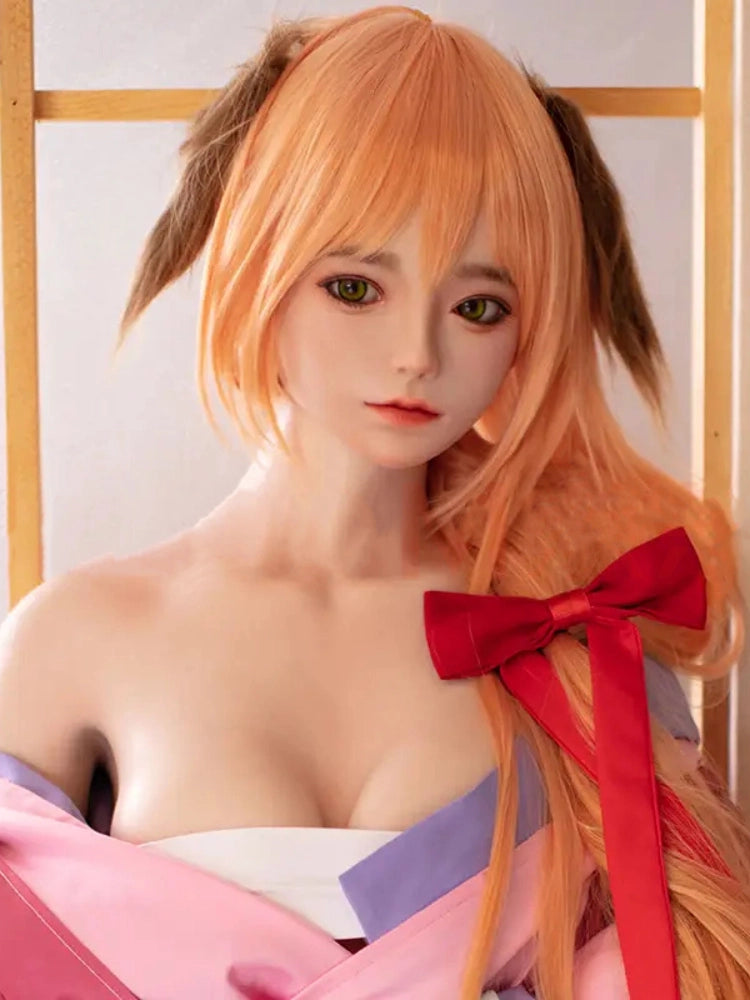 F5104-150cm/4ft9 D Cup Yui Asian Orange Hair Sexy Silicone Sex Doll｜JX Doll