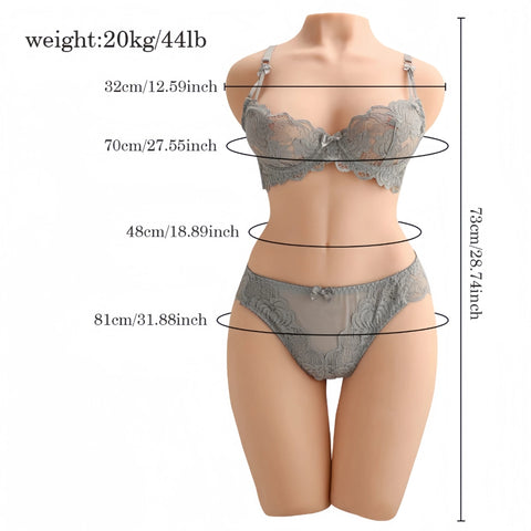 T504 (40.78lb/75cm) Realistic Half Torso Sex Doll With Perky Breasts,Big ass & Double Channels