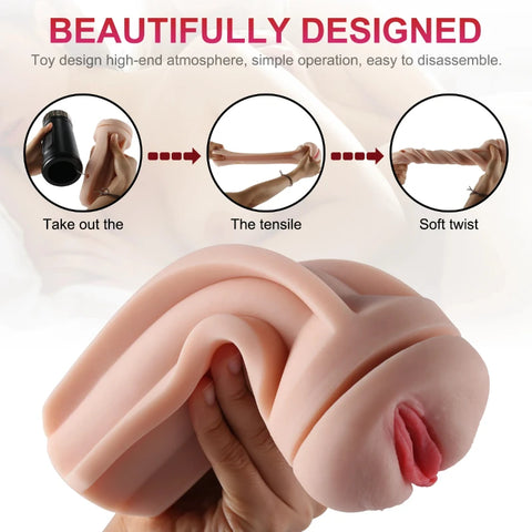 M902- 3D Realistic Vagina vibrating Male Masturbator/Fleshligt