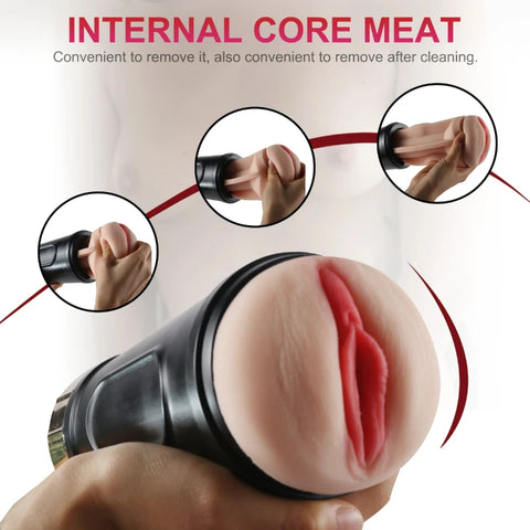 M902- 3D Realistic Vagina vibrating Male Masturbator/Fleshligt
