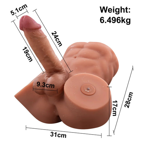 T664 - 15.43lbs TPR 9.4in Dildo Detachable Real Male AI Sex Doll Torso【IN Stock US】 | Xinse
