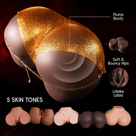 A358-(27.5lb) Big Butt BBW Black Sex Doll Torso Realistic with Gel Butt - Climax Doll