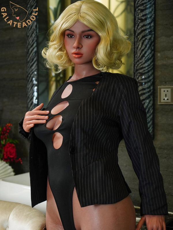 F7526-164cm D Cup  Lifelike Black Silicone Sex Doll | Galatea Doll