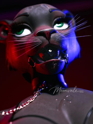 F7764-165cm(5ft5)-45kg D Cup Silicone BDSM-Style Black Panther Furry Sex Doll with Movable Jaw Head | Moonvale Doll