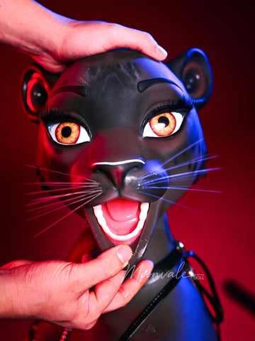 F7764-165cm(5ft5)-45kg D Cup Silicone BDSM-Style Black Panther Furry Sex Doll with Movable Jaw Head | Moonvale Doll