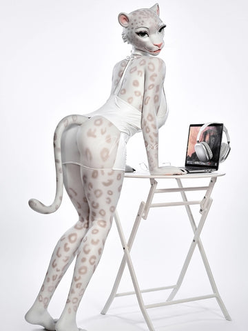 F763-165cm(5ft5)-45kg D Cup Silicone Leopard Girl Furry Animal ROS BBW Sex Doll |Moonvale Doll