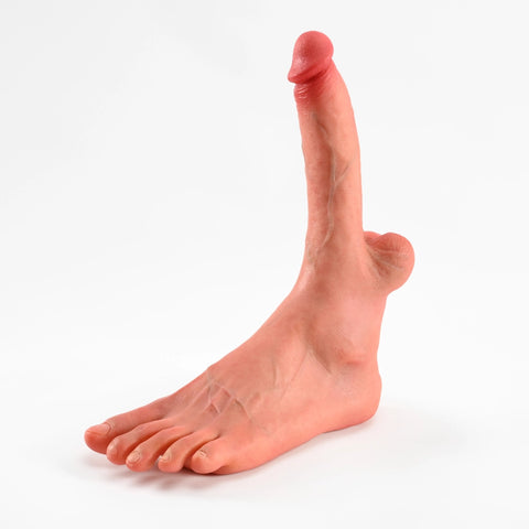 V29-3.4lbs Single Silicone Male Sex Doll Feet with Large Dildo for Foot Sex