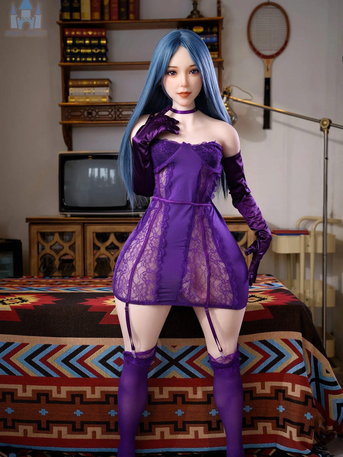 Shemale Sex Doll with Blue Hair