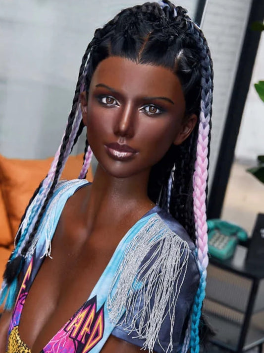 H958 Sex Doll Head-Silicone-Girl with dreadlocks【Irontech Doll Head】
