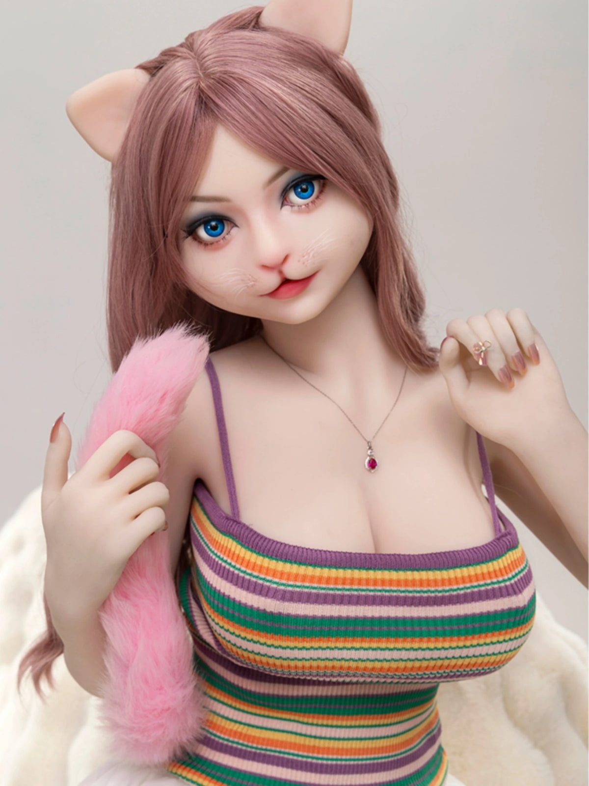 F7067-156cm/5ft1-32kg E Cup Ultra-Realistic Furry Sex Doll with Animal Earsy Silicon Head TPE Body｜Doll Castle