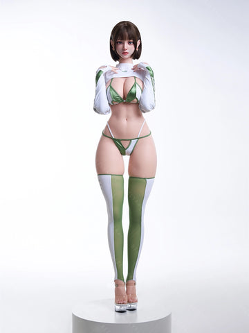 F7134-155cm(5.1ft)-38kg 2.2cf E Cup Silicone Japanese Young Sex Doll with Green Eyes & Short Hair Sex Doll｜Bezlya Doll
