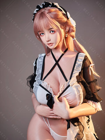 F7138-155cm(5.12ft)-34.5kg 2.1 I Cup Pink Twin Tails Maid Style Japanese Silicone Japanese Cosplay Sex Doll With 3 Love Holes Young Sex Doll｜Bezlya Doll