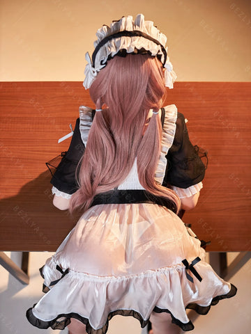 F7138-155cm(5.12ft)-34.5kg 2.1 I Cup Pink Twin Tails Maid Style Japanese Silicone Japanese Cosplay Sex Doll With 3 Love Holes Young Sex Doll｜Bezlya Doll
