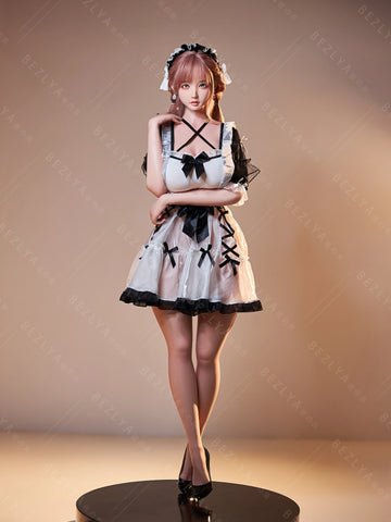 F7138-155cm(5.12ft)-34.5kg 2.1 I Cup Pink Twin Tails Maid Style Japanese Silicone Japanese Cosplay Sex Doll With 3 Love Holes Young Sex Doll｜Bezlya Doll