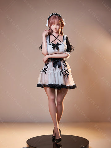 F7138-155cm(5.12ft)-34.5kg 2.1 I Cup Pink Twin Tails Maid Style Japanese Silicone Japanese Cosplay Sex Doll With 3 Love Holes Young Sex Doll｜Bezlya Doll