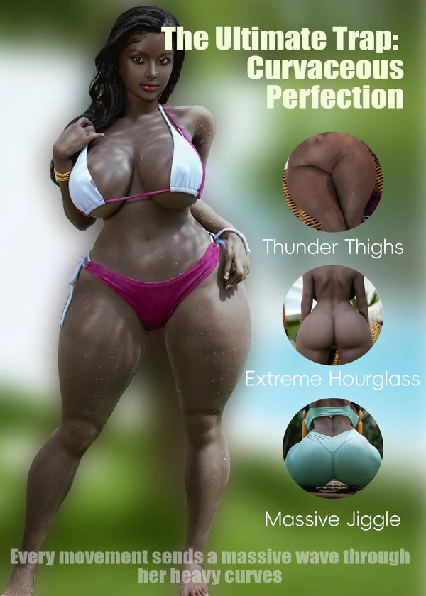 F7626- 163cm(5.3ft)-E Cup Great Huge Butt TPE Body+Silicone Head Black BBW Sex Doll For Men丨SY Doll