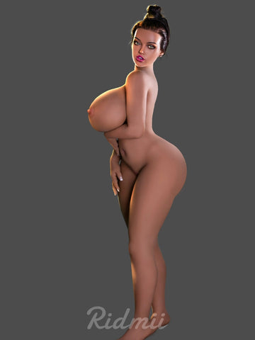 F7729-155cm/48kg Curve Big Breast Tan Skin Full Silicone Fat Sex Doll Freya | Ridmii