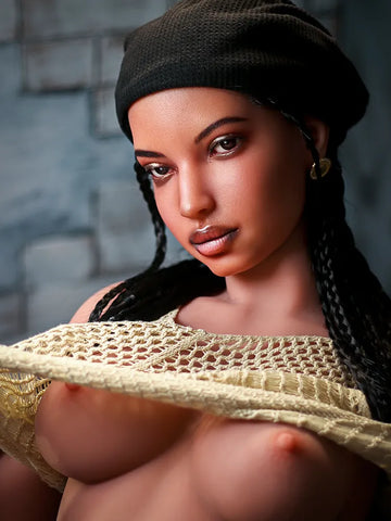 F1623-166cm/5ft4 C Cup Realistic Black Skin Silicone Head Sex Doll |Rosretty Doll