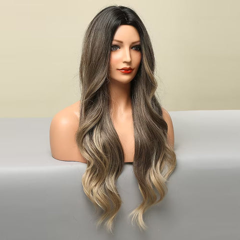KW002 – Doll Wig Brown Highlighted Long Curly