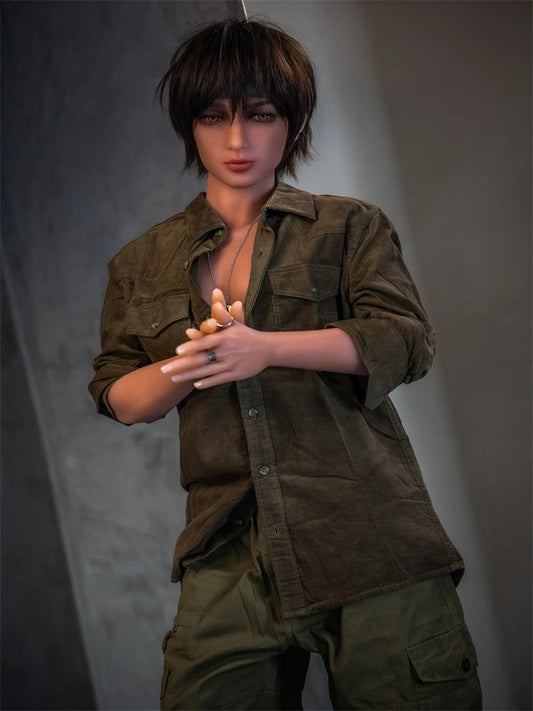 F1671-160cm(5ft3)-34kg Femboy toy  masturbator Thin Wheat Skin Short Hair TPE Male Sex Doll | Aibei Doll