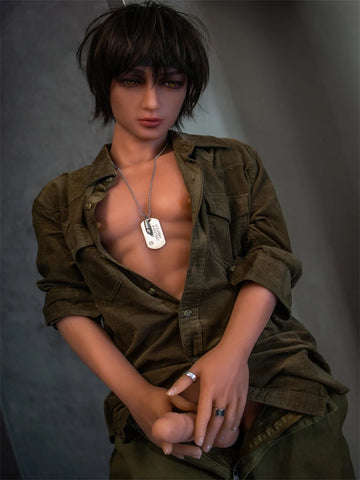 F1671-160cm(5ft3)-34kg Femboy Thin Wheat Skin Short Hair Male TPE Sex Doll | Aibei Doll