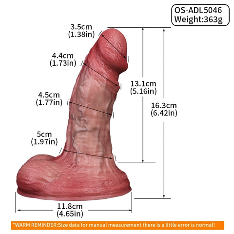 D413(1 LBS丨6.42'') Realistic Silicone Dildo with Veined Texture and Suction Cup Base