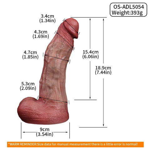 D422(0.8 LBS丨7.44'') Realistic Silicone Dildo with Veined Texture and Suction Cup Base