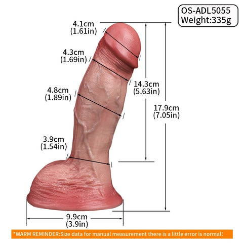 D423(0.8 LBS丨7.44'') Realistic Silicone Dildo with Veined Texture and Suction Cup Base