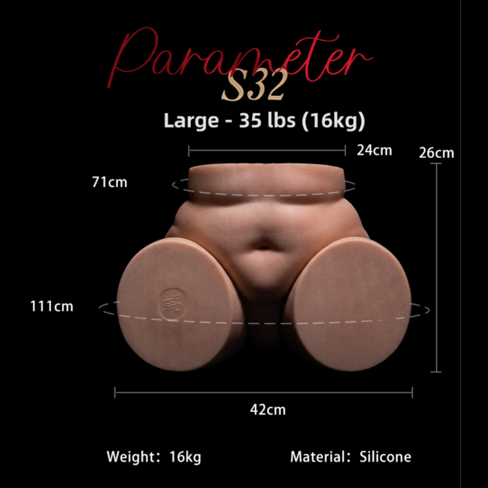 A779 - Available in 2 Sizes: 5kg (11 lbs) & 16kg (35 lbs)  Ultra Soft Realistic Ass BBW Silicone Butt