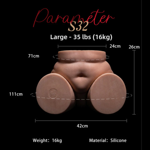 A779 - Available in 2 Sizes: 5kg (11 lbs) & 16kg (35 lbs)  Ultra Soft Realistic Ass BBW Silicone Butt