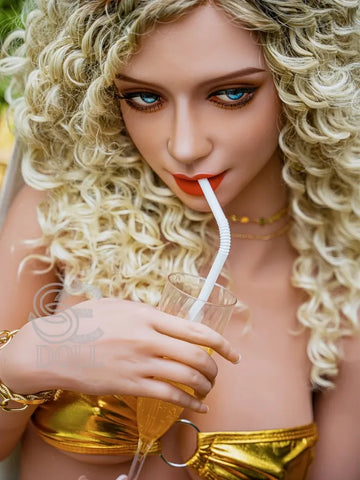 F831—158cm(5ft2)-33.5kg Doris D Cup TPE Blonde Curly Hair Latin Beauty Love Doll | SE Doll