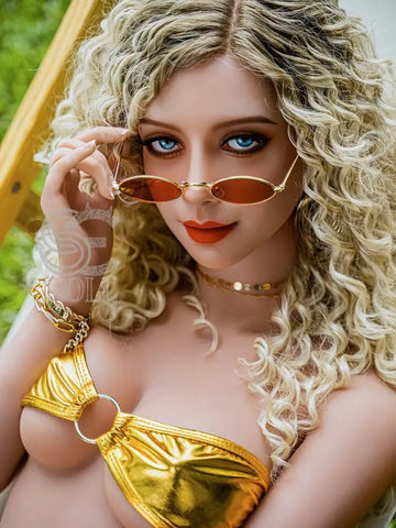 F831—158cm(5ft2)-33.5kg Doris D Cup TPE Blonde Curly Hair Latin Beauty Love Doll | SE Doll