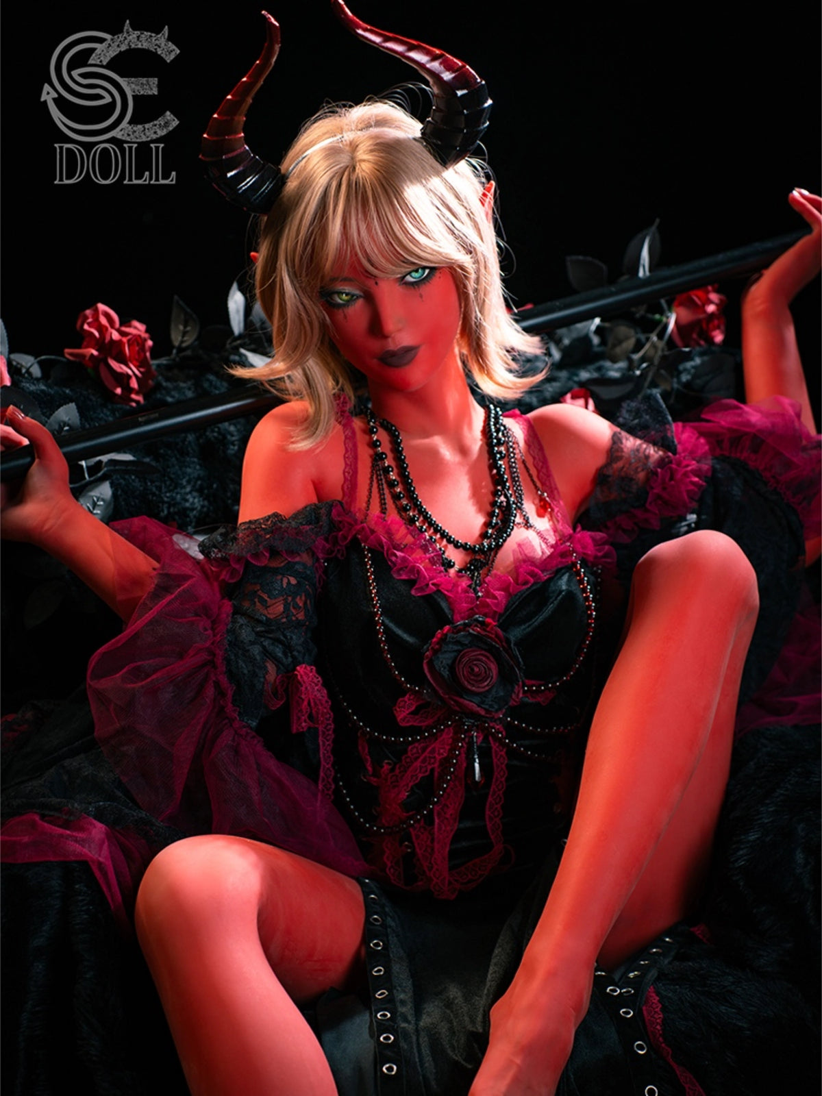 F5345-153cm(5ft)-28.7kg A Cup Cute Halloween TPE Sex Doll Red Succubus Samantha.L Girl｜SE Doll