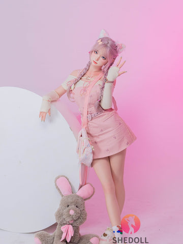 F6064—168cm/5ft5-47kg D Cup Realistic Pink-Haired Anime Cat Japanese Sex Doll with Lifelike Silicone Skin & Multiple Pleasure Channels | SHEDOLL