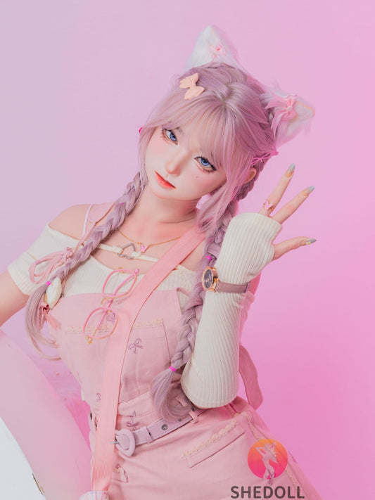 F6064—168cm/5ft5-47kg D Cup Realistic Pink-Haired Anime Cat Japanese Sex Doll with Lifelike Silicone Skin & Multiple Pleasure Channels | SHEDOLL