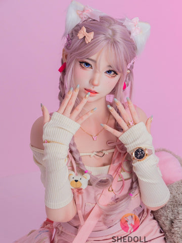 F6064—168cm/5ft5-47kg D Cup Realistic Pink-Haired Anime Cat Japanese Sex Doll with Lifelike Silicone Skin & Multiple Pleasure Channels | SHEDOLL