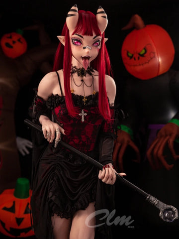 F2169-157cm(5.15ft)-35kg C Cup  Meru Fantasy Meru Devil Girl Silicone Halloween Sex Doll丨Climax Doll Ultra