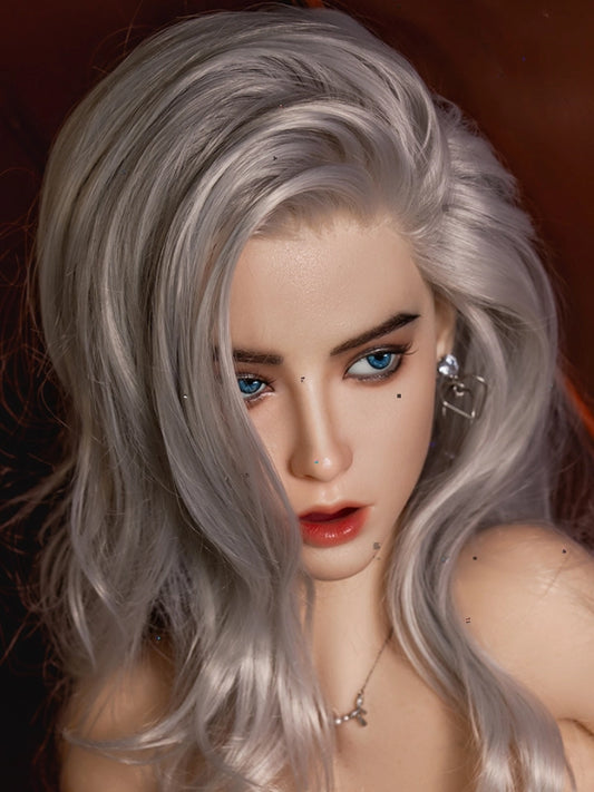 H416 ROS Free Hair Impants  Real Oral Movable Jaw Silicone Sex Doll Head   | SY Doll