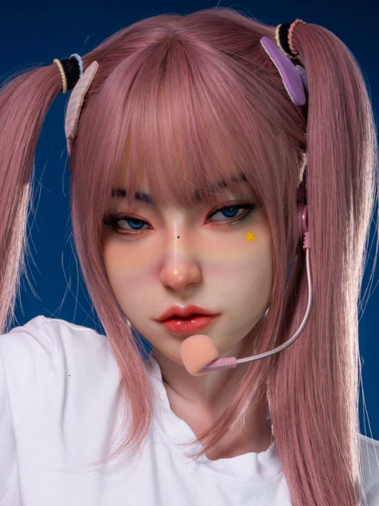 H415 ROS Free Hair Impants  Real Oral Movable Jaw Silicone Sex Doll Head   | SY Doll