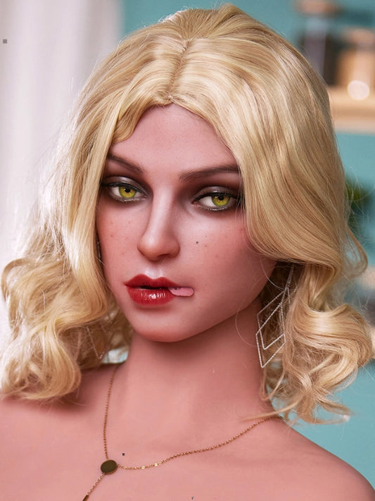 H413 ROS Free Hair Impants  Real Oral Movable Jaw Silicone Sex Doll Head   | SY Doll