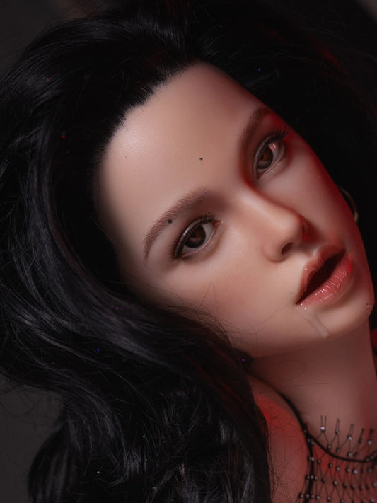 H419 ROS Free Hair Impants  Real Oral Movable Jaw Silicone Sex Doll Head   | SY Doll