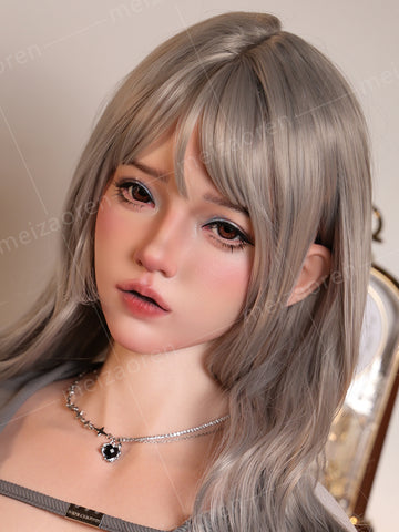 H649 ROS Free Hair Impants Real Oral Movable Jaw Silicone Sex Doll Head   | Meizaoren