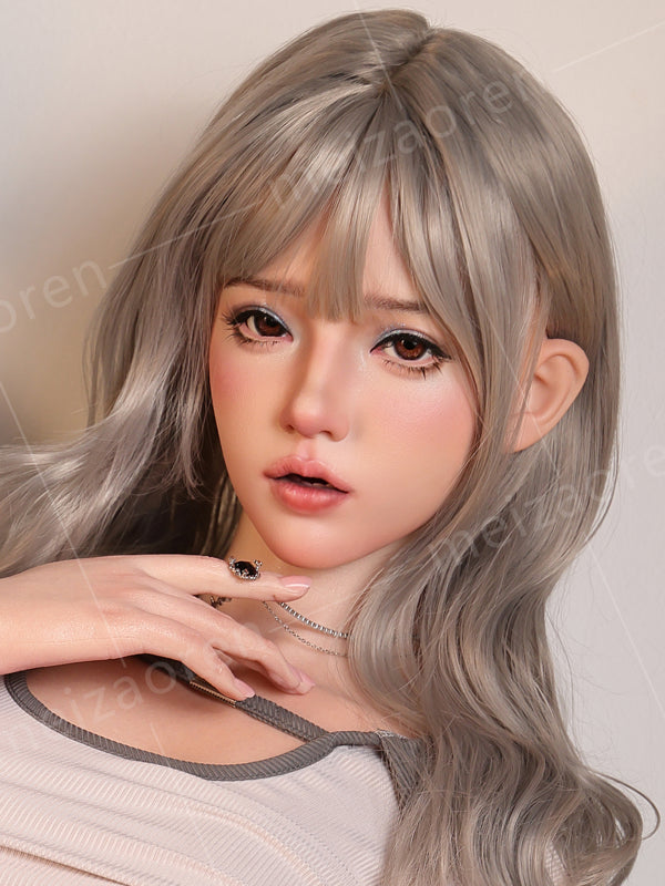 H649 ROS Free Hair Impants Real Oral Movable Jaw Silicone Sex Doll Head   | Meizaoren