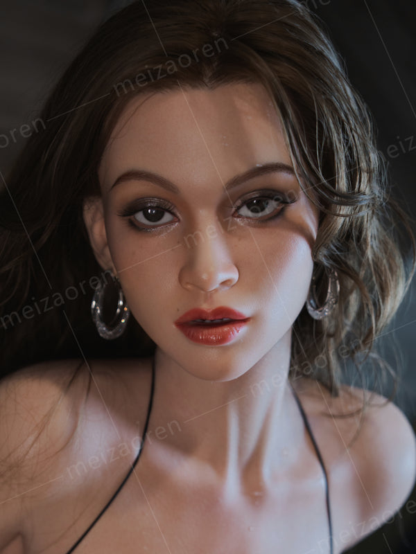 TPE sex doll head showing hemispherical eyes.