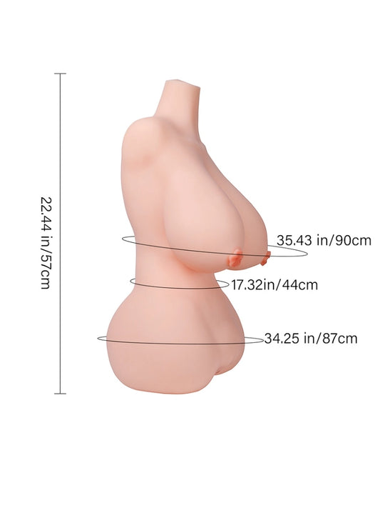 T656 - 34.2 lbs/1.87 ft Life-Size Realistic TPE BBW Torso Doll Huge Papaya Breasts with Insertable Nipples