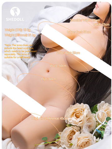 T719 - 46.3 lbs F Cup Asian Sex Doll Torso With Head | SHEDOLL