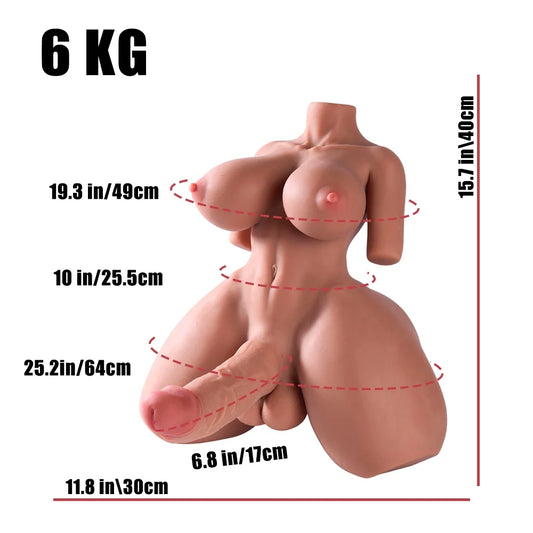 T647 -13.2lbs Muscle Trans TPE Big Butt Futa Male Sex Doll Torso Sex Doll | MRL