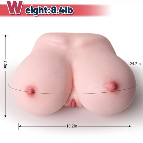 B39-(8.4lb) Big Breast  & Vagina Sex Tool Soft Gel-Boobs Torso Male Masturbator