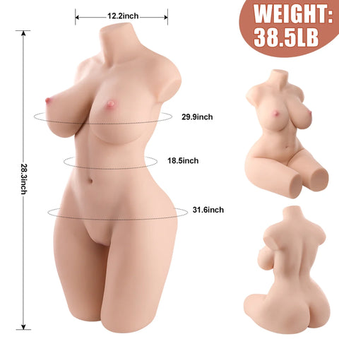 T707-(38.5lb/28.3in)Gel Breast Life Size  Curvy Sex Doll Torso